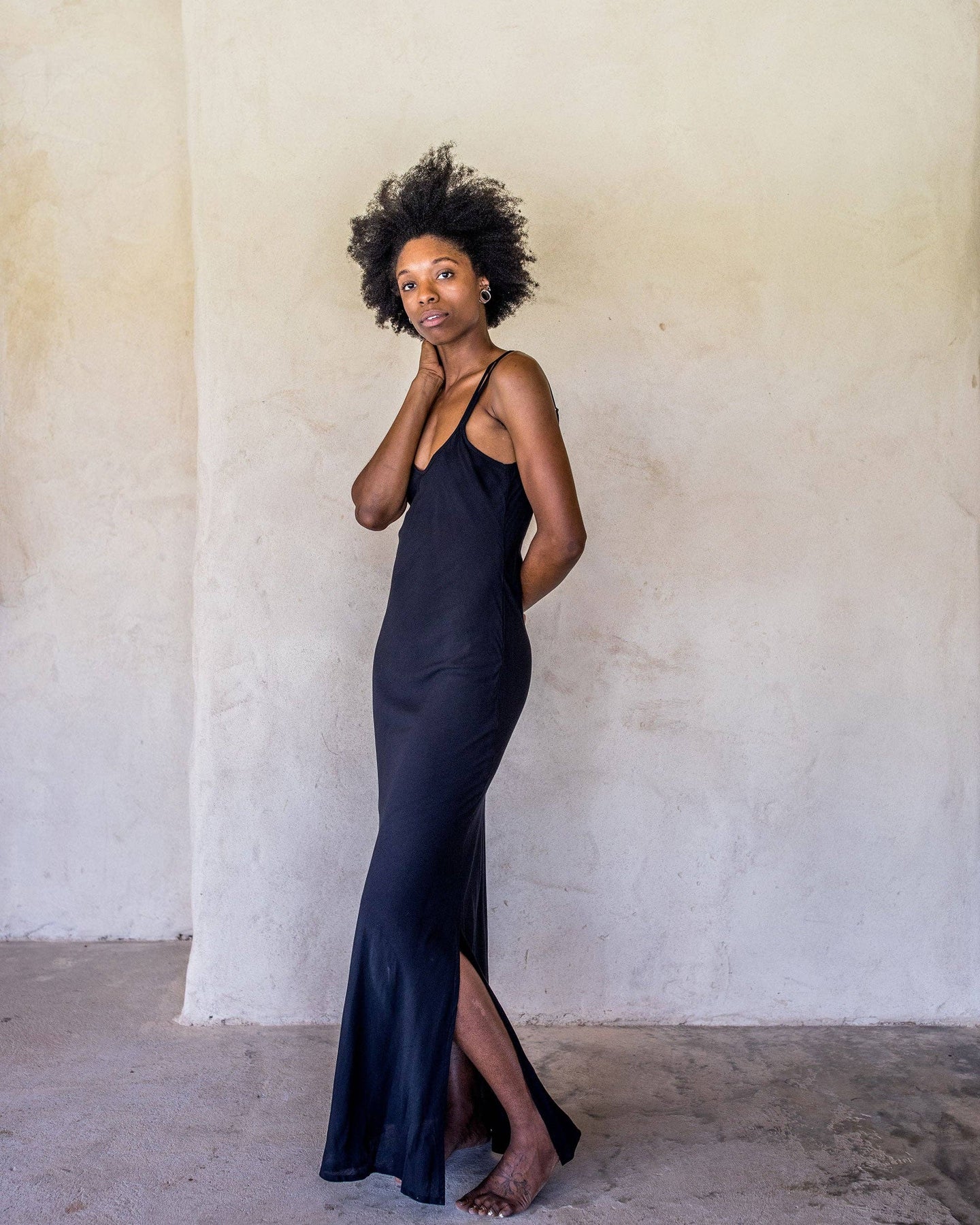 Floor length black slip 2025
